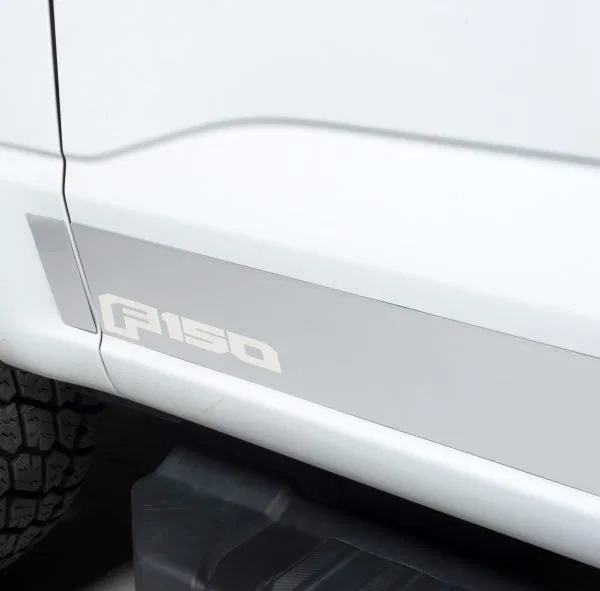 9751474FD – PUTCO Rocker Panel Molding, 12 Piece Polished Stainless Steel 4-1/4 Inch Height Etched Super Duty Logo